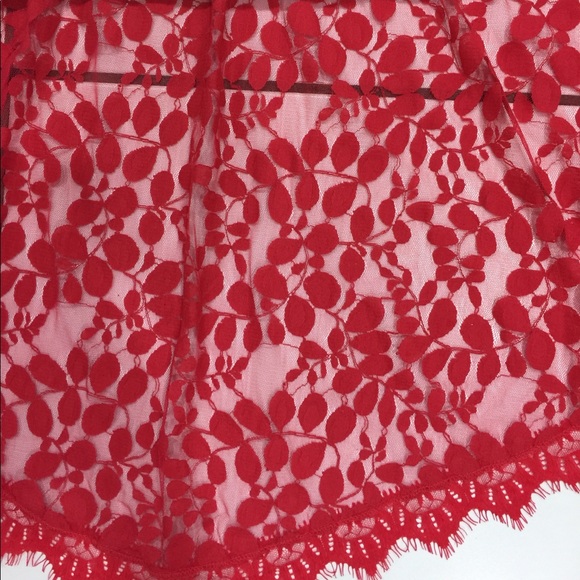 Free People Red Lace Floral Overlay Dress - Picture 7 of 7